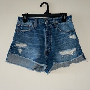 Abercrombie & Fitch Blue Distressed Jean Shorts